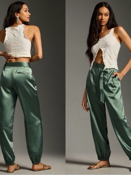 Maeve Pants - Anthropologie Maeve Satin Jogger Pants Green Size 0